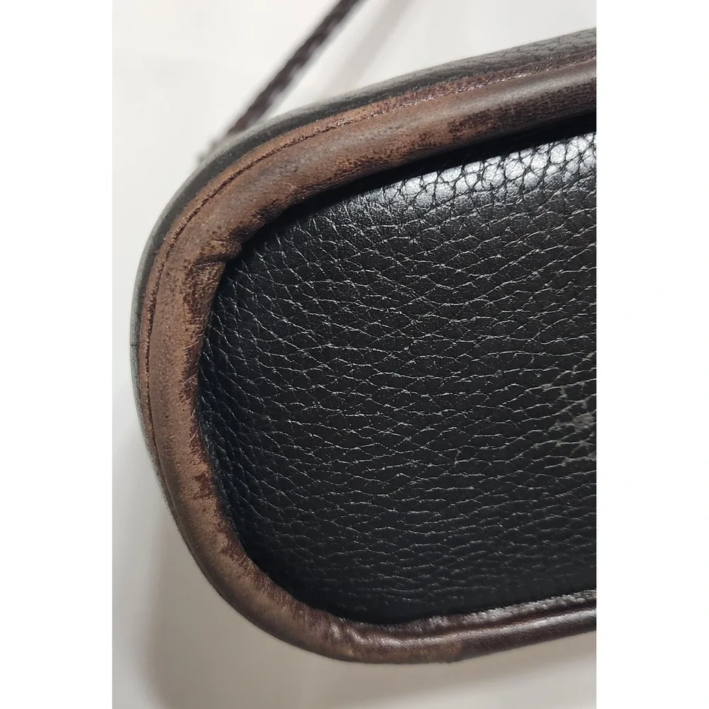 Brighton Black Leather Shoulder Bag Croc Embossed Organizer Wallet Purse Brown